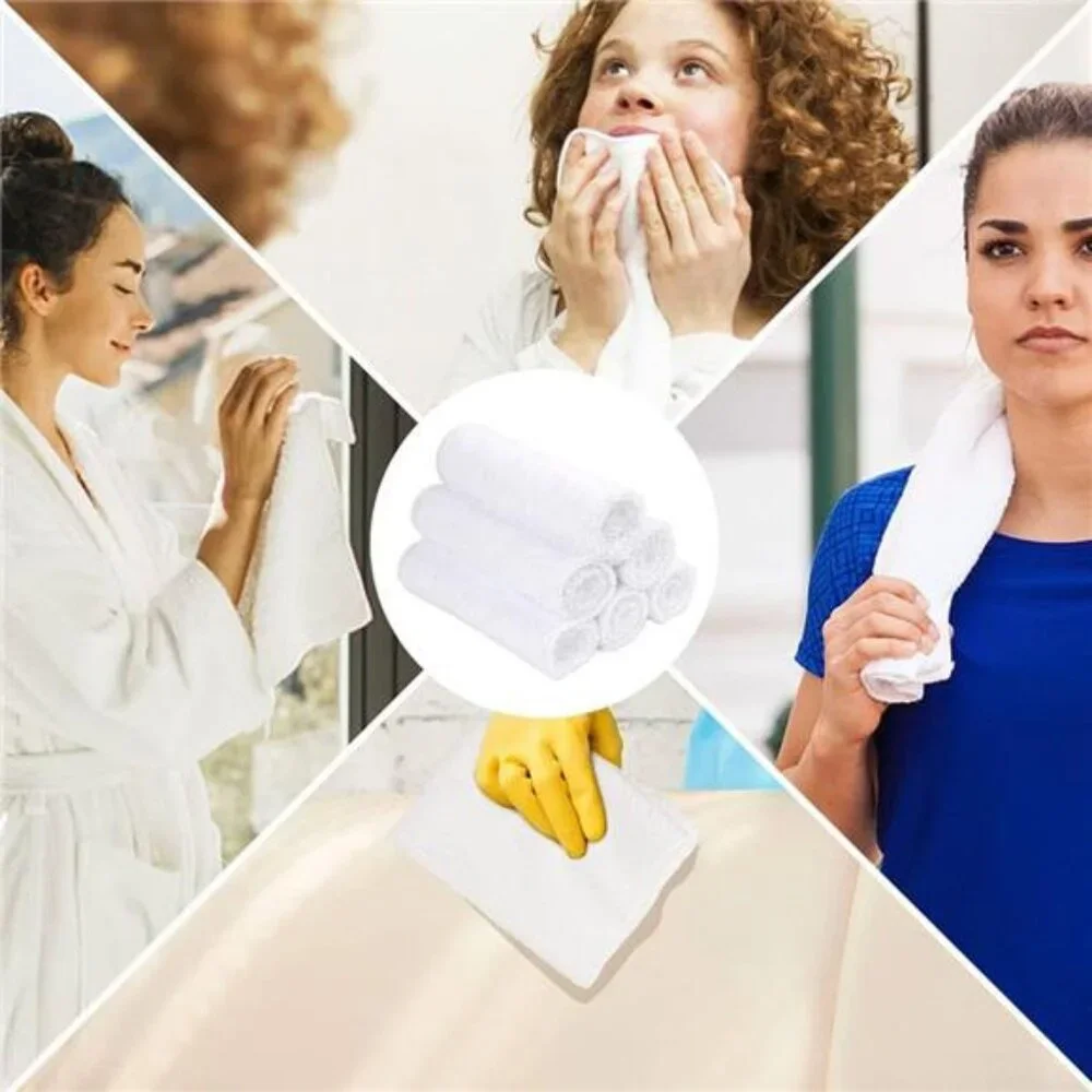 Microfiber hand towels 6 pack white quick dry absorbent gym spa yoga bathroom to